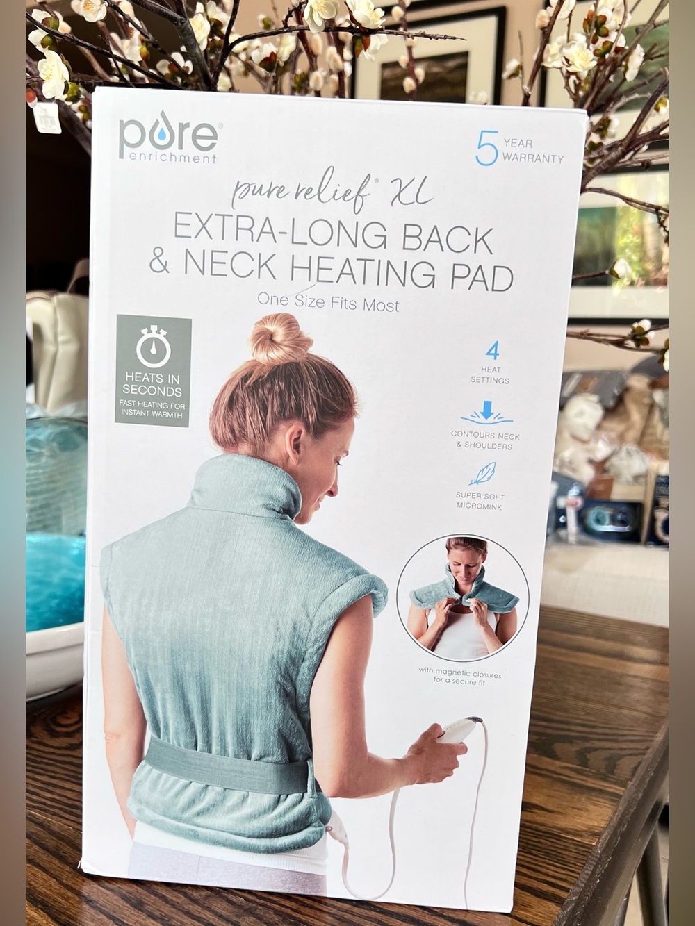 Pure Enrichment PureRelief XL Extra-Long Back & Neck Heating Pad NWT